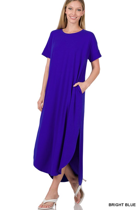 Zenana Brushed DTY Short Sleeve Maxi Dress