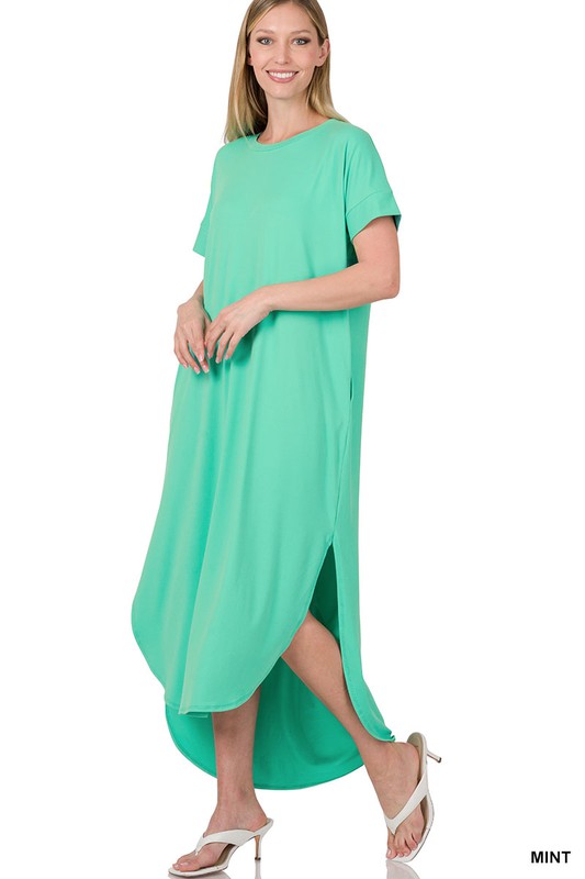 Zenana Brushed DTY Short Sleeve Maxi Dress