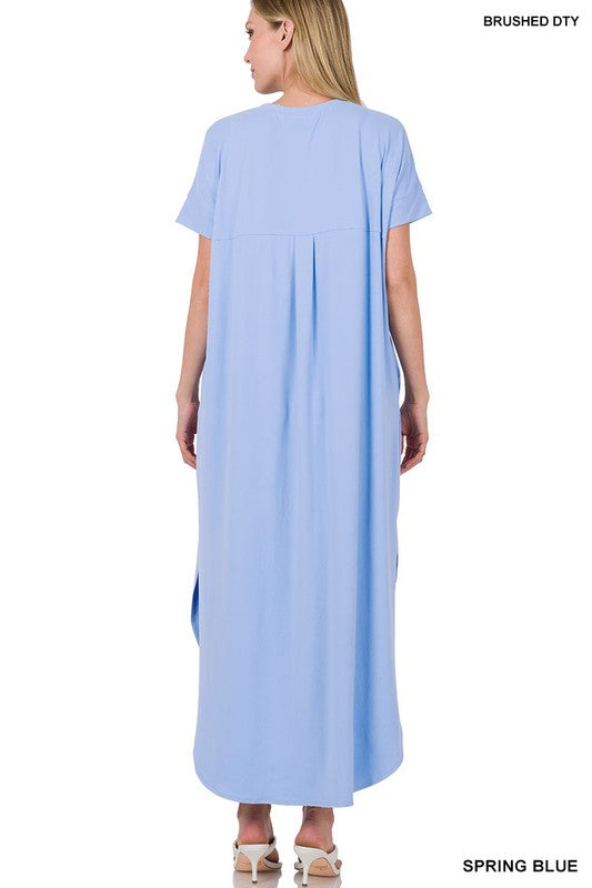 Zenana Brushed DTY Short Sleeve Maxi Dress