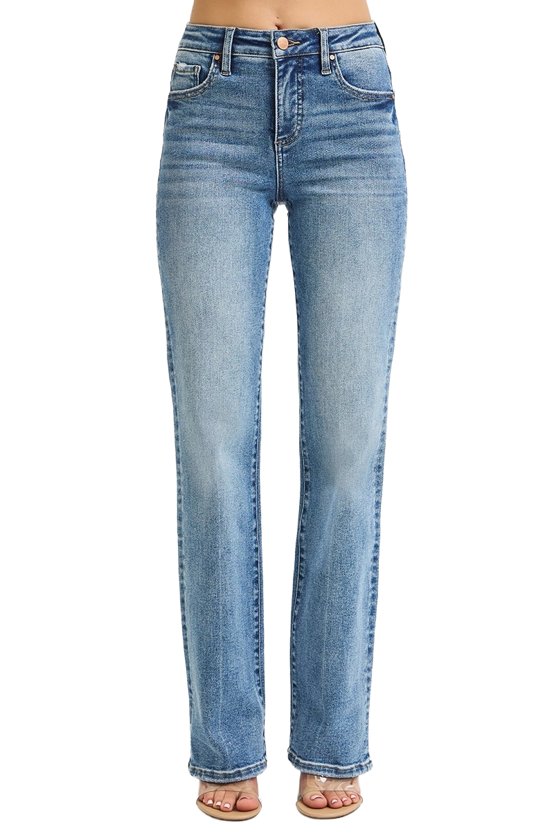 Dreamkue-Risen Women's High Rise Straight Jeans with Tummy Control