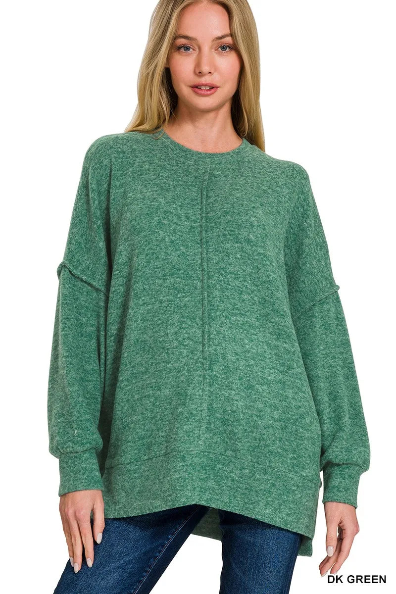 Green Marled Oversized Pullover Sweater – Cozy & Effortless Style