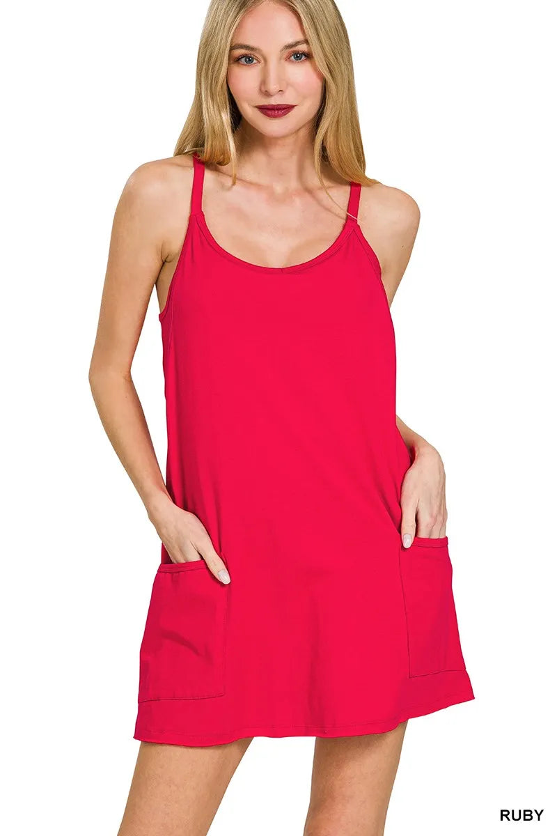 Cami Mini Dress with Built-in Romper Liner – Stylish Summer Outfit