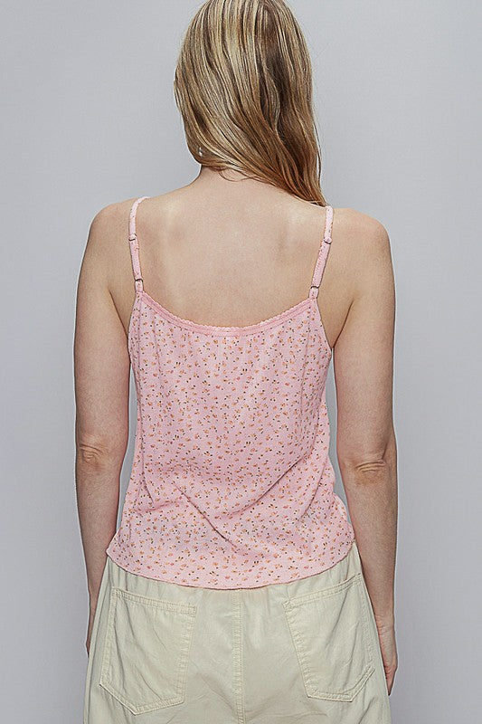 POL Floral Scoop Neck Adjustable Strap Cami