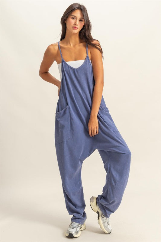 HYFVE Relaxed Fit Mineral Washed Overalls with Pockets