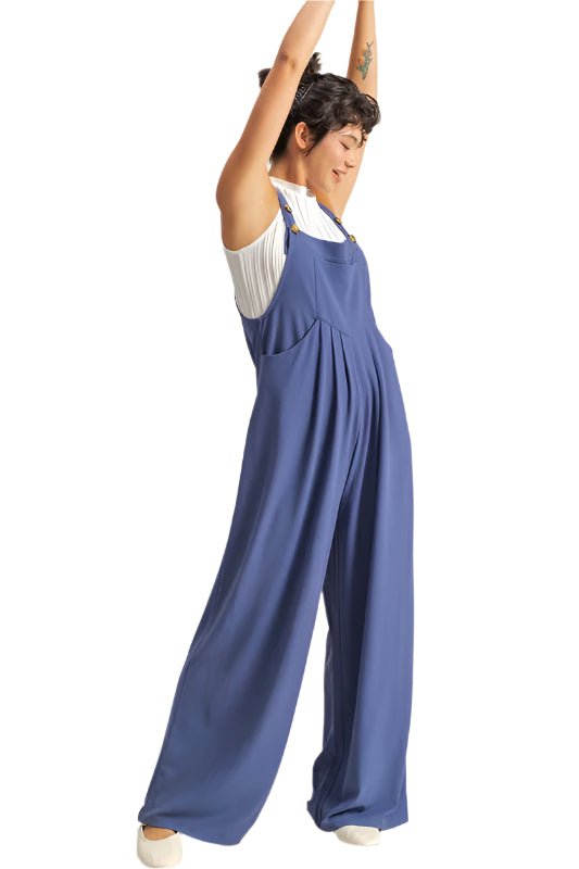 HYFVE Pleated Detail Front Pocket Wide Strap Overalls