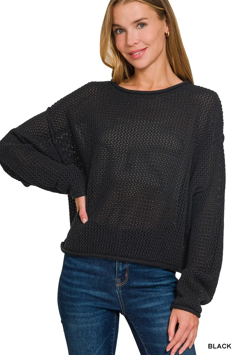 Black Chunky Knit Pullover Sweater – Cozy & Versatile Wardrobe Staple