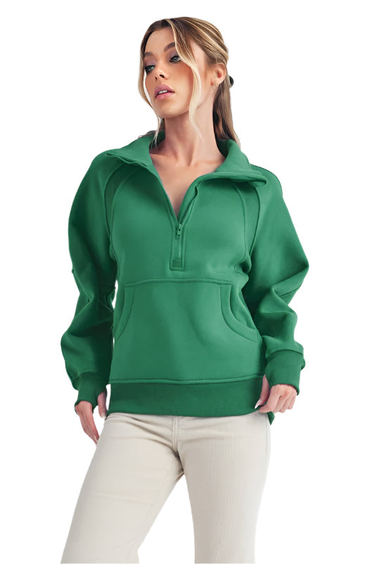 Aemi + Co Half Zip Raglan Sleeve Sweatshirt with Kangaroo Pocket