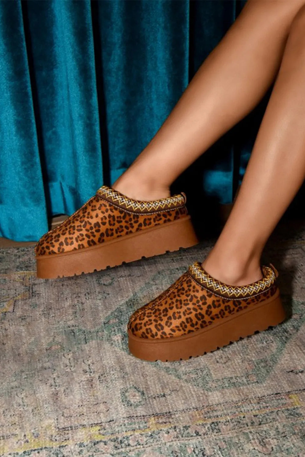 Embroidered Trim Round Toe Platform Boots – Boho Chic Statement