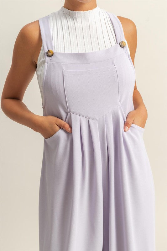 HYFVE Pleated Detail Front Pocket Wide Strap Overalls