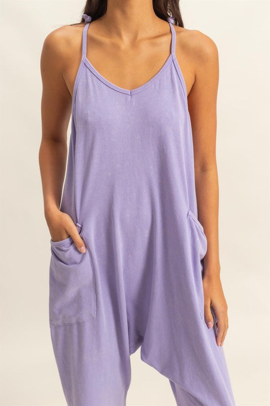 HYFVE Relaxed Fit Mineral Washed Overalls with Pockets