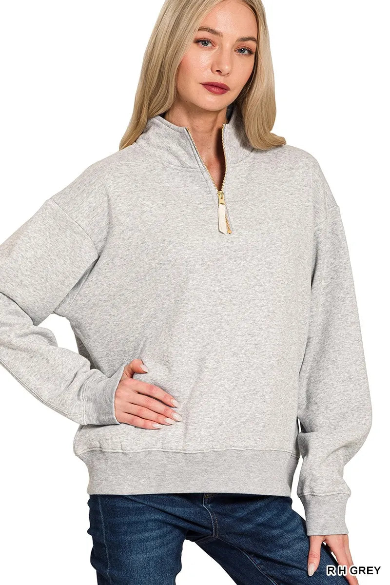 Half-Zip Pullover Sweatshirt – Soft Fleece, Relaxed Fit & Cozy Style