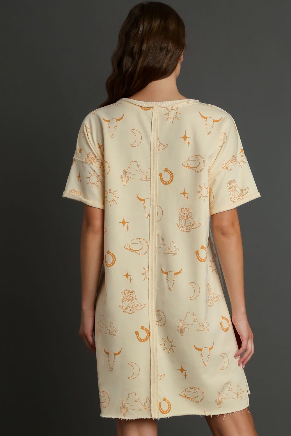 Umgee French Terry Short Sleeve Round Neck Dress