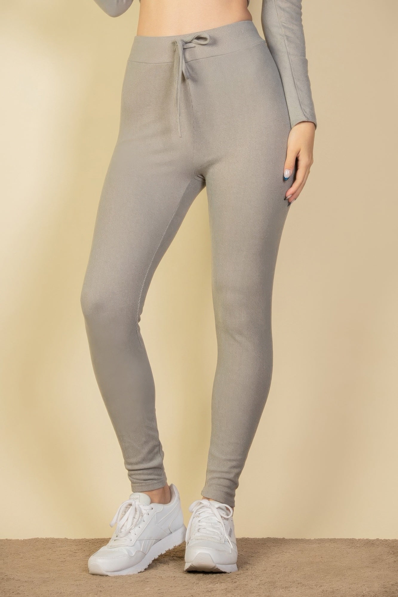 Dreamkue Tie-Front Ribbed Lounge Leggings