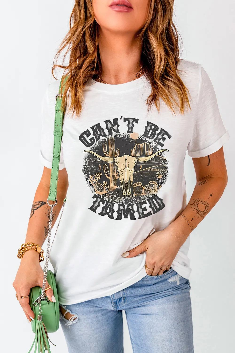 Western Graphic Round Neck Short Sleeve T-Shirt – Casual & Trendy