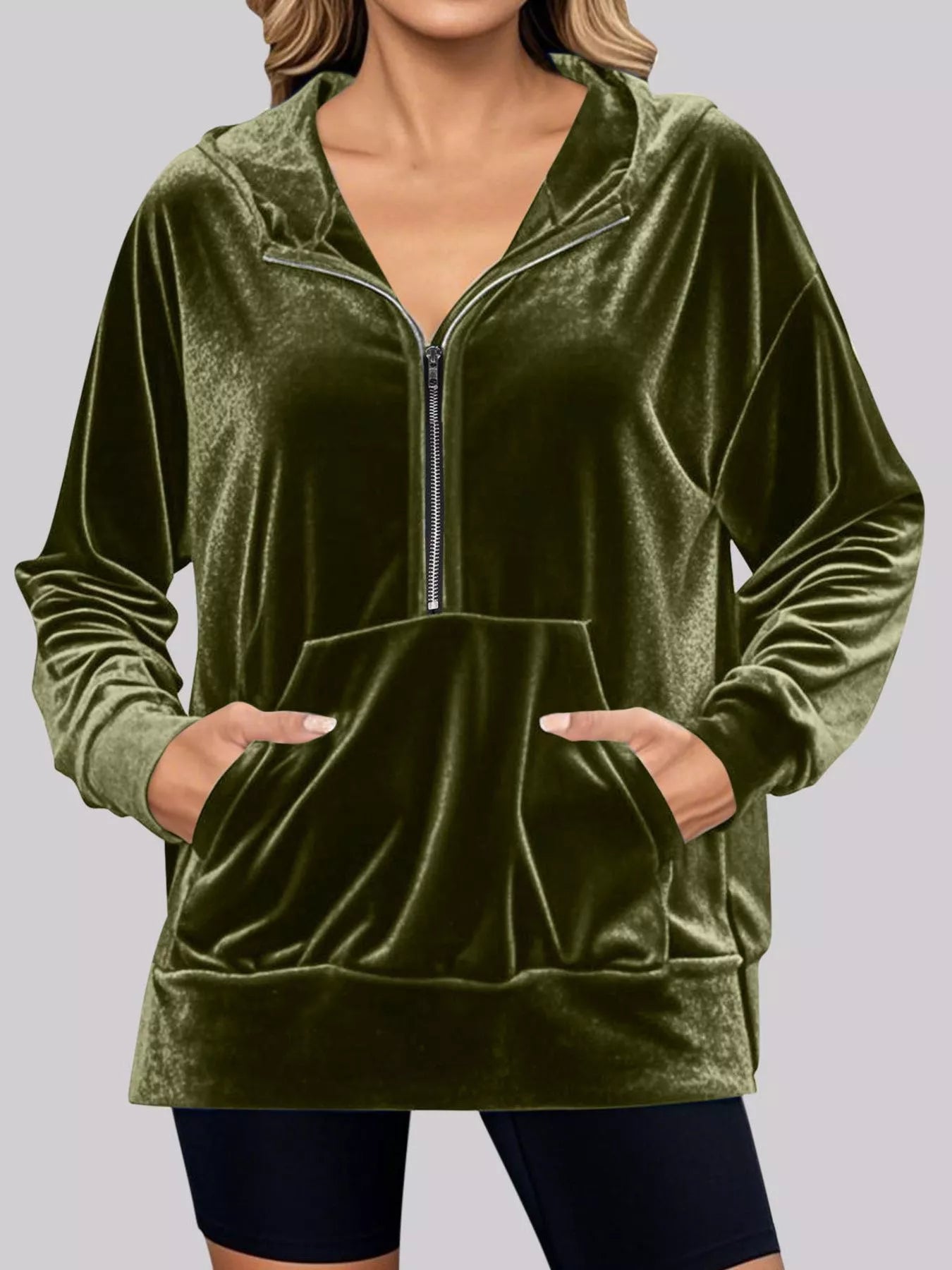 Half Zip Kangaroo Pocket Hoodie – Cozy Casual Pullover