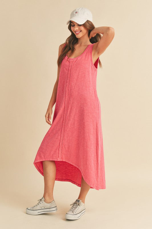 Aemi + Co High-Low Hem Scoop Neck Midi Tank Dress