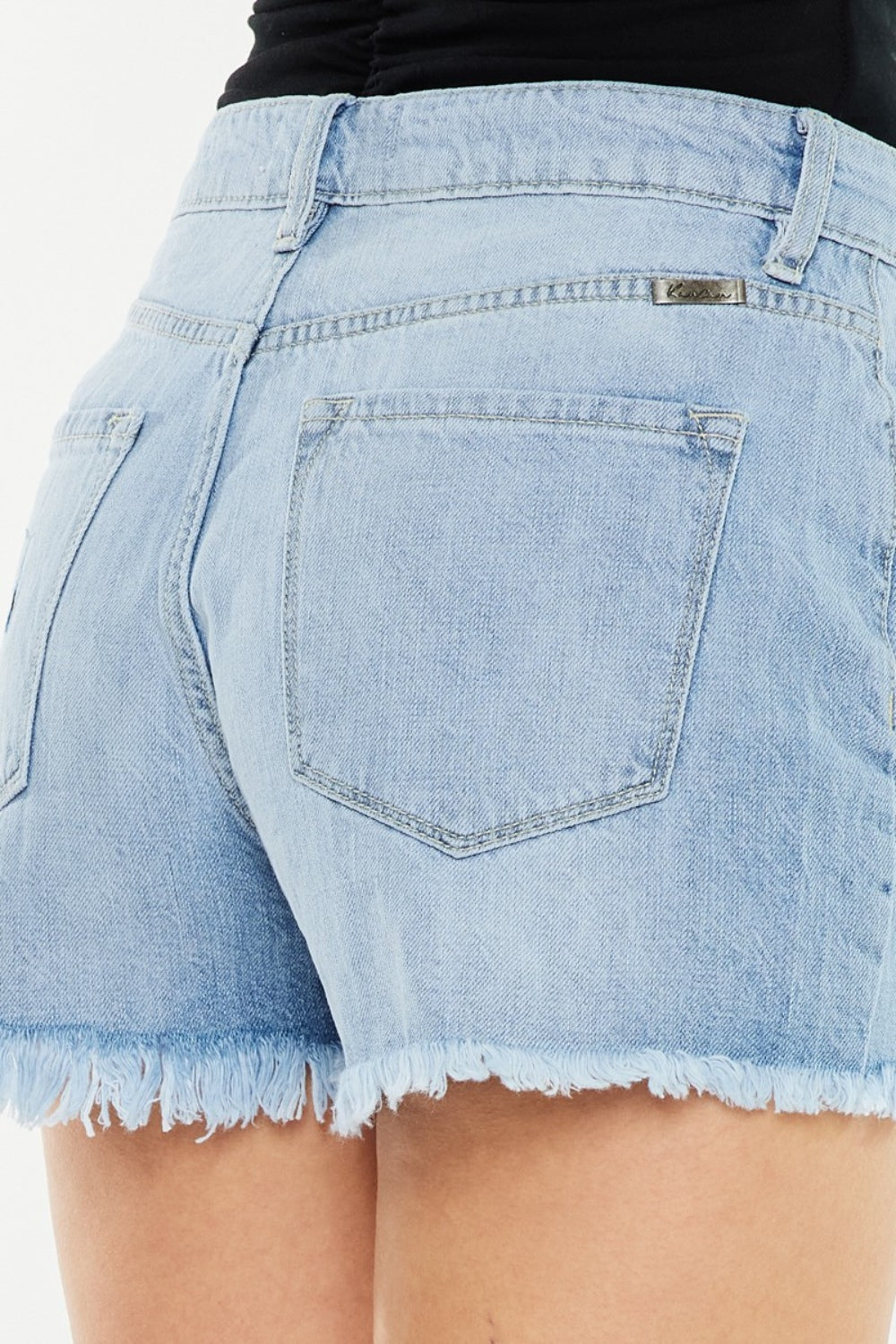 KanCan Raw Hem Distressed High Waist Denim Shorts