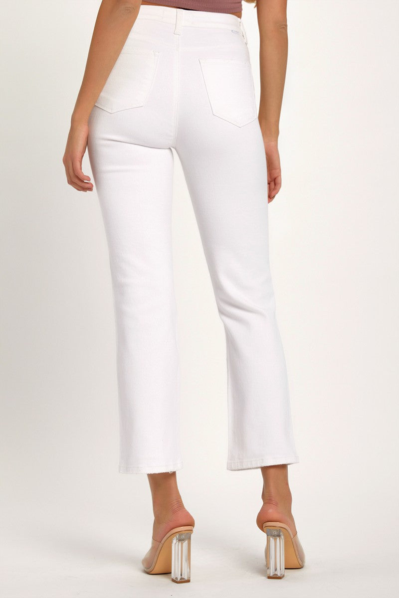 Risen Distressed Cropped Straight Jeans