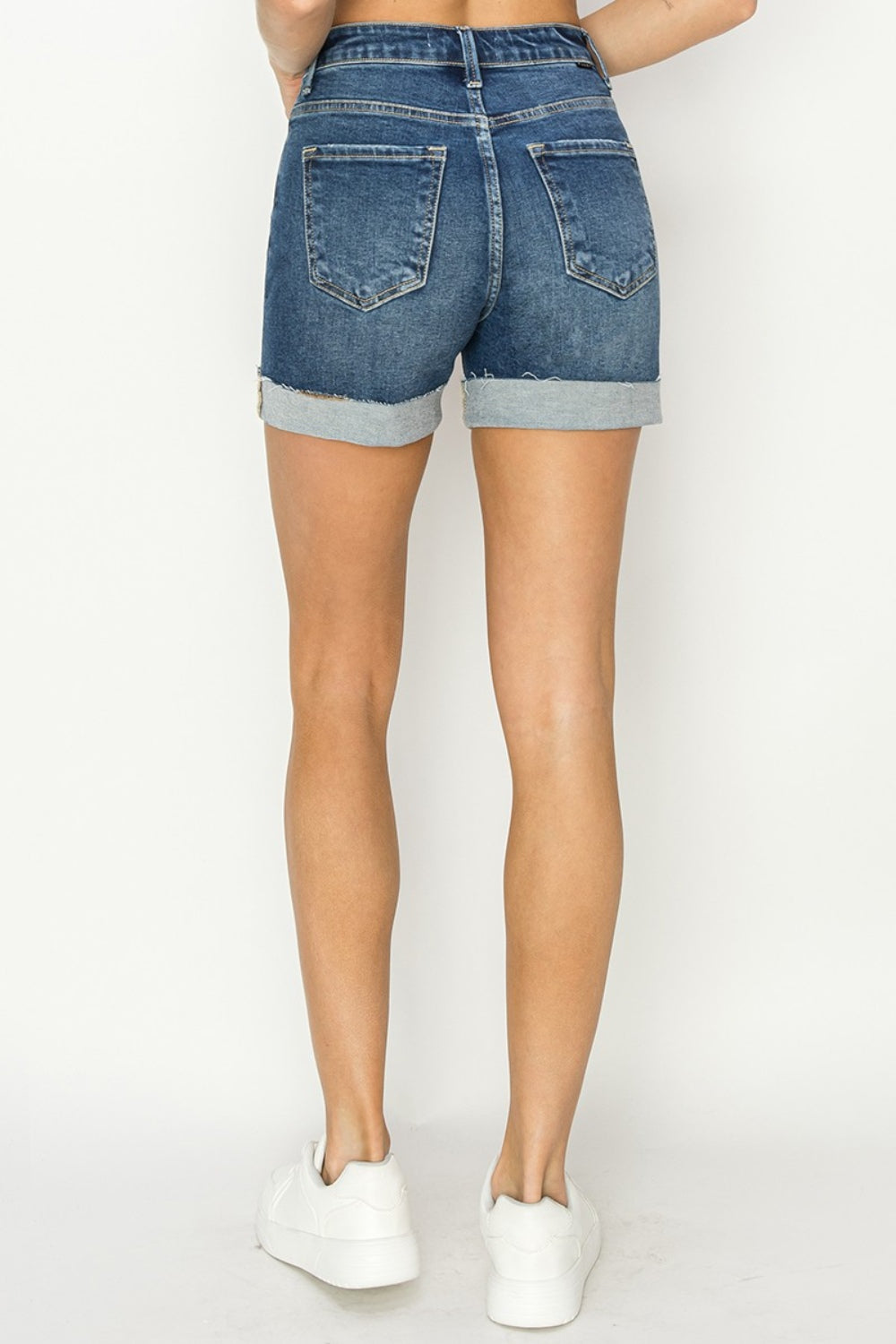 Risen High Rise Cuffed Denim Shorts