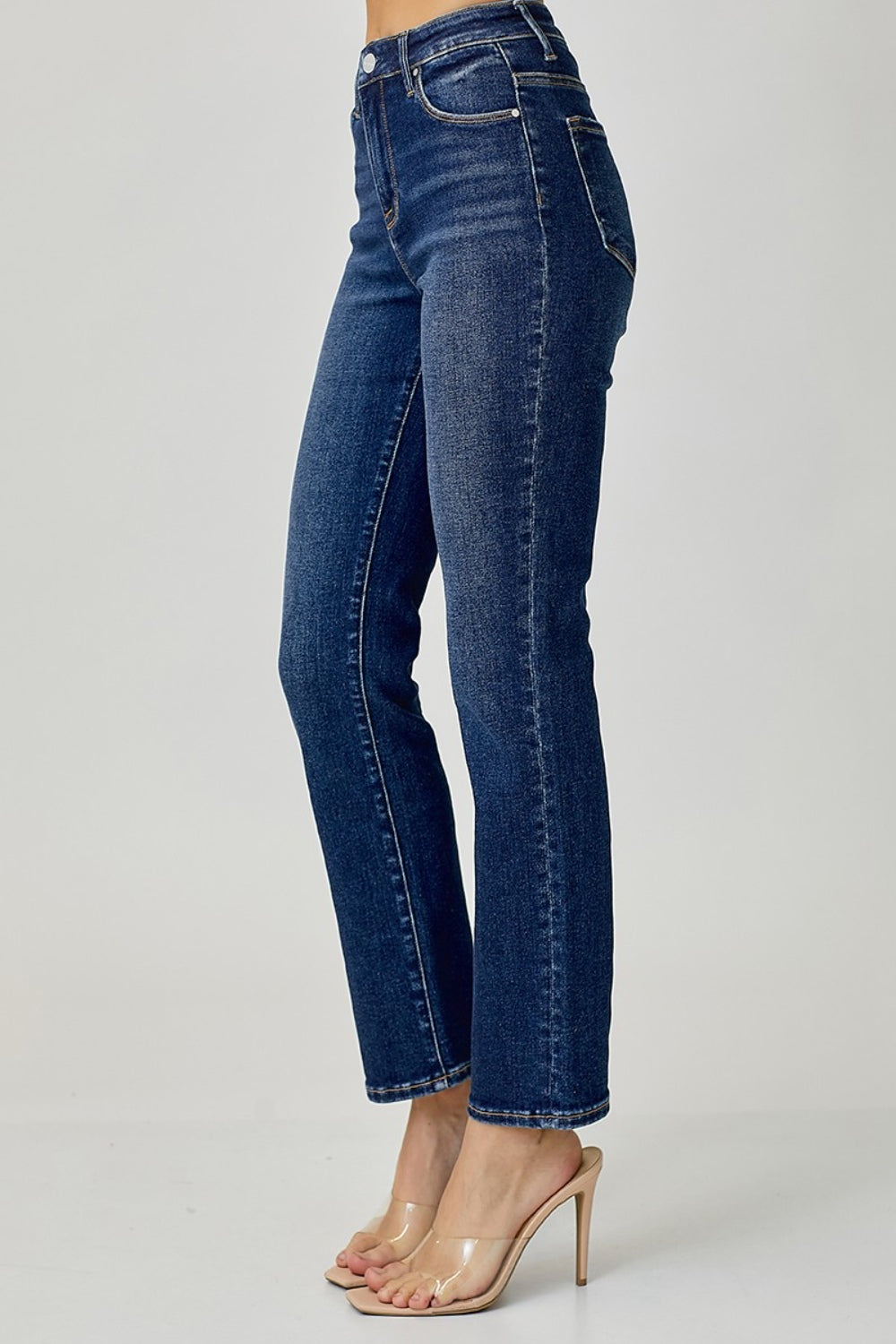 Risen High Waist Straight Jeans