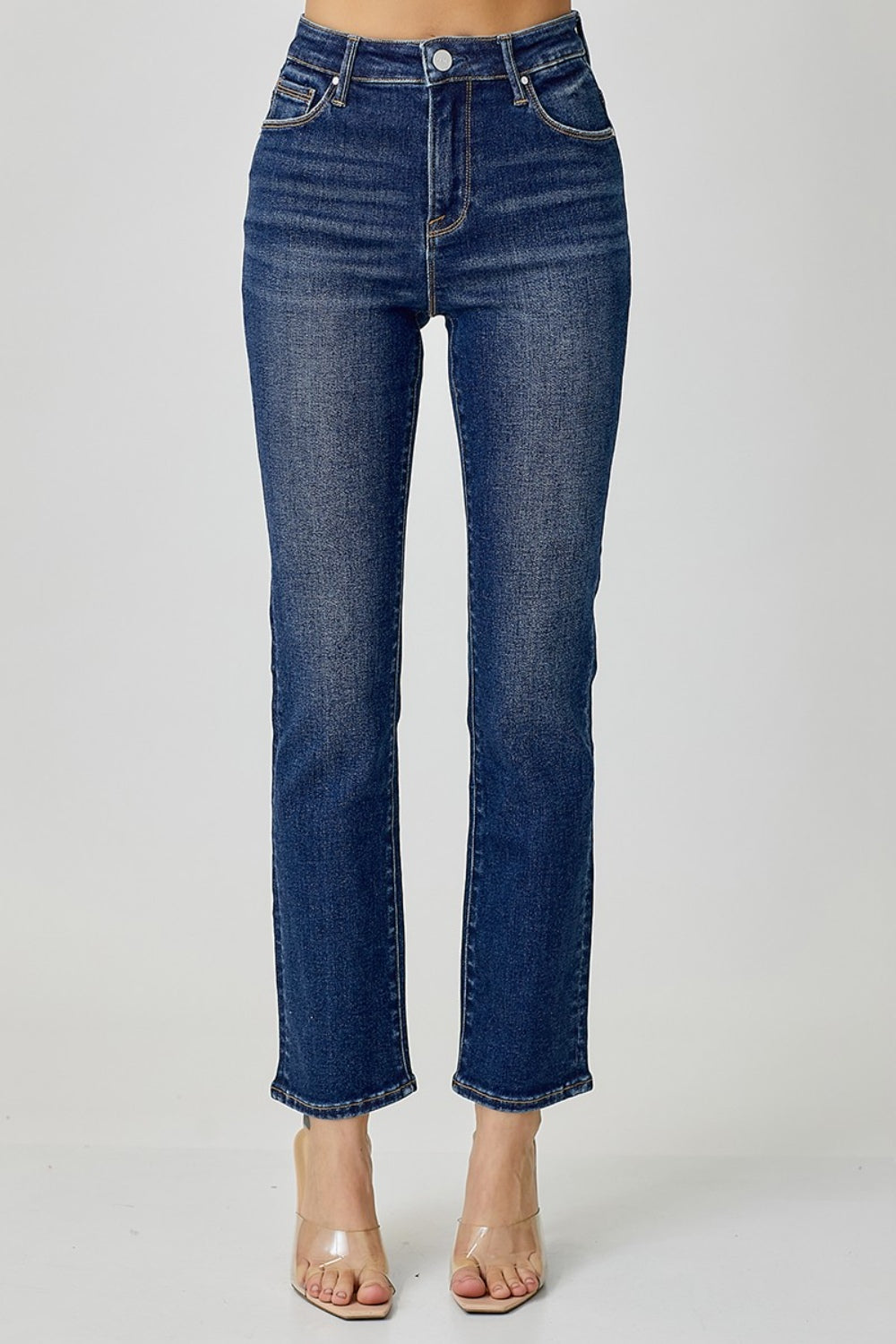 Risen High Waist Straight Jeans