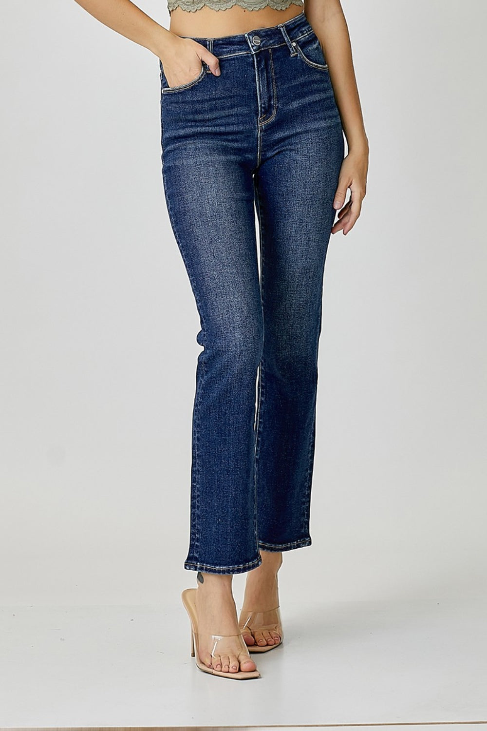 Risen High Waist Straight Jeans