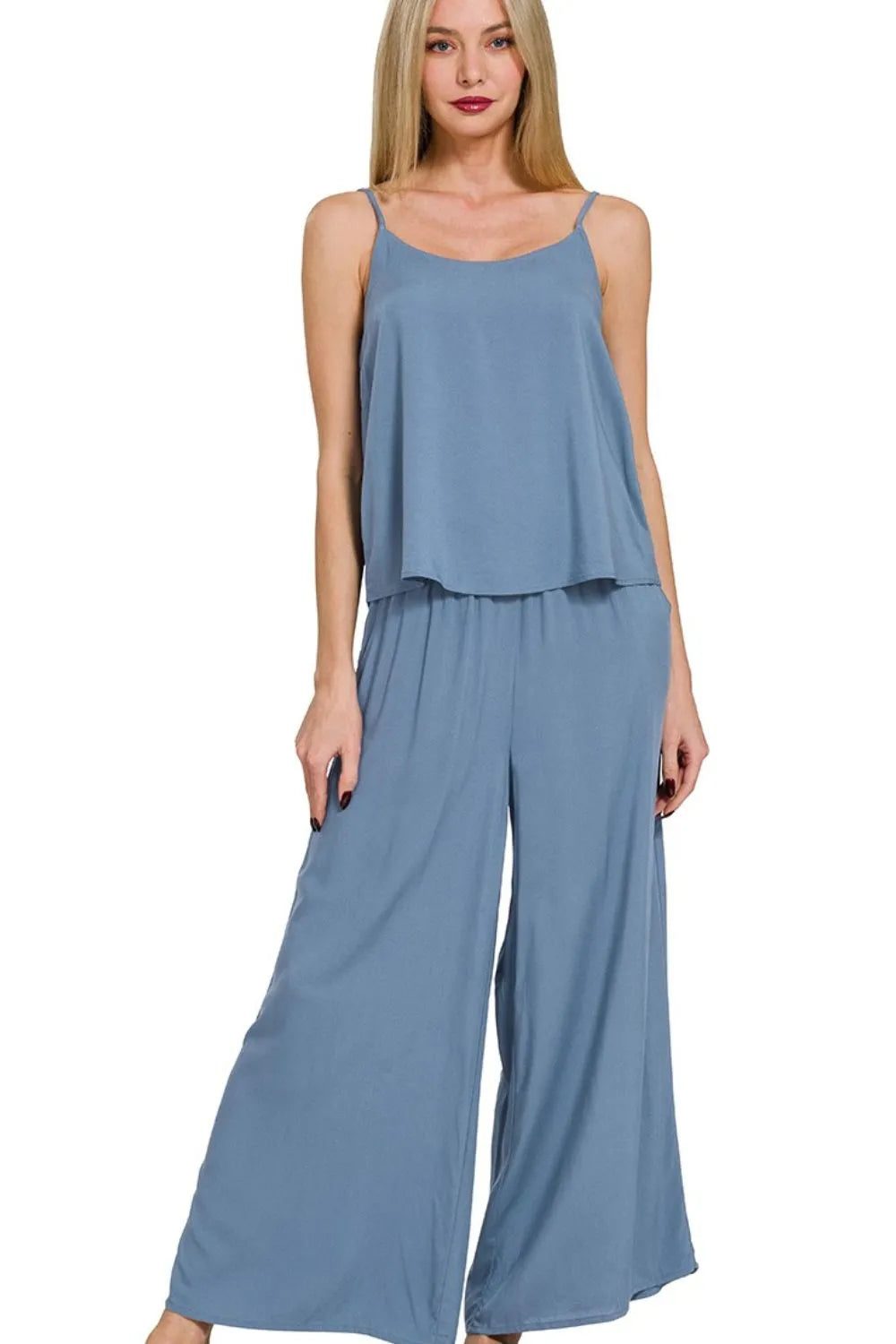 Soft Blue Cami & Palazzo Set – Lightweight, Chic & Effortless
