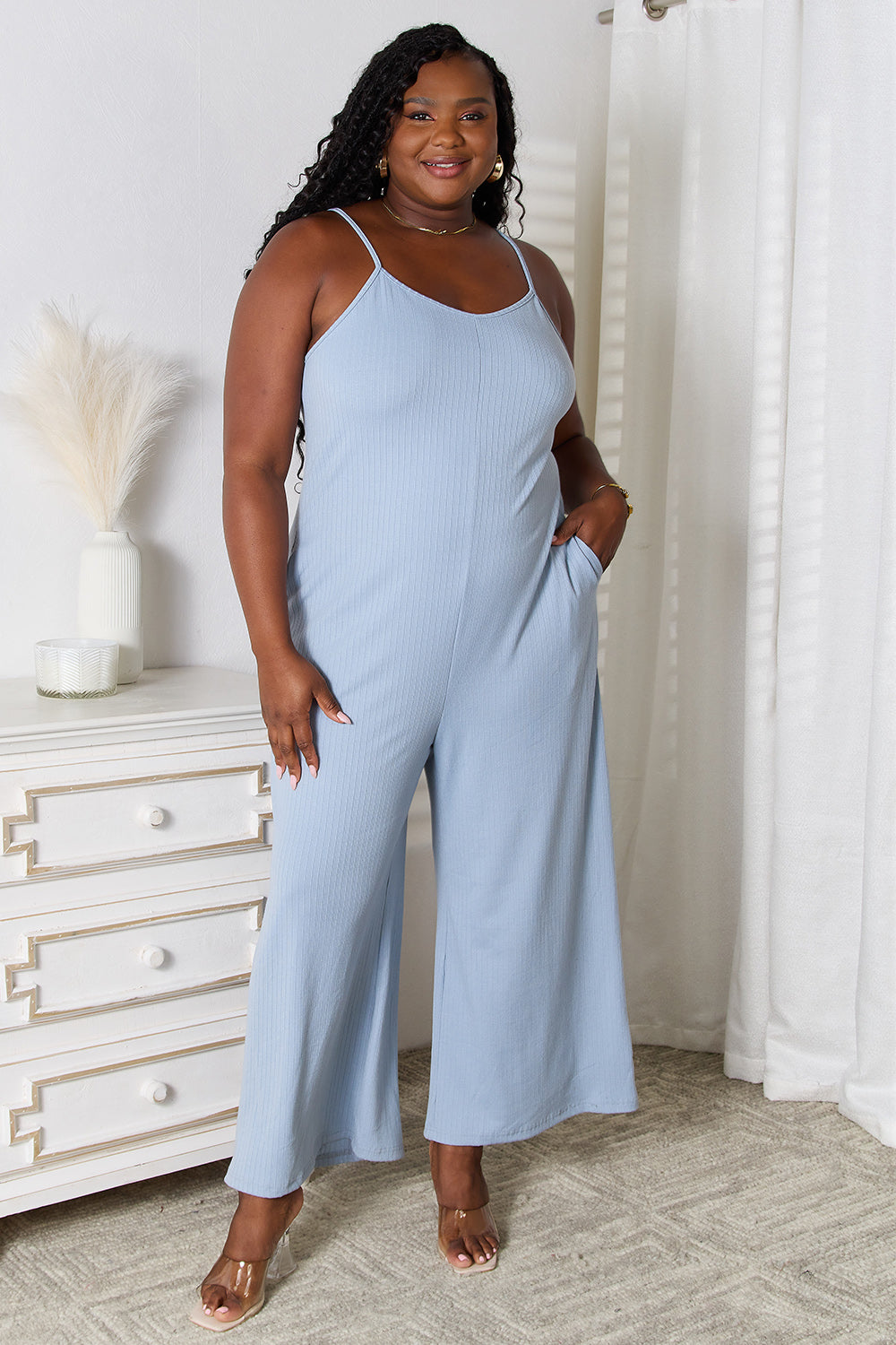 Spaghetti Strap V-Neck Jumpsuit – Chic, Sexy & Flattering