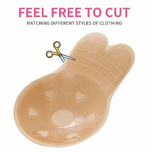 Dreamkue Nude Adhesive Strapless Backless Push Up Invisible Bra D Cup