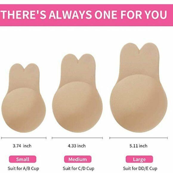 Dreamkue Nude Adhesive Strapless Backless Push Up Invisible Bra D Cup