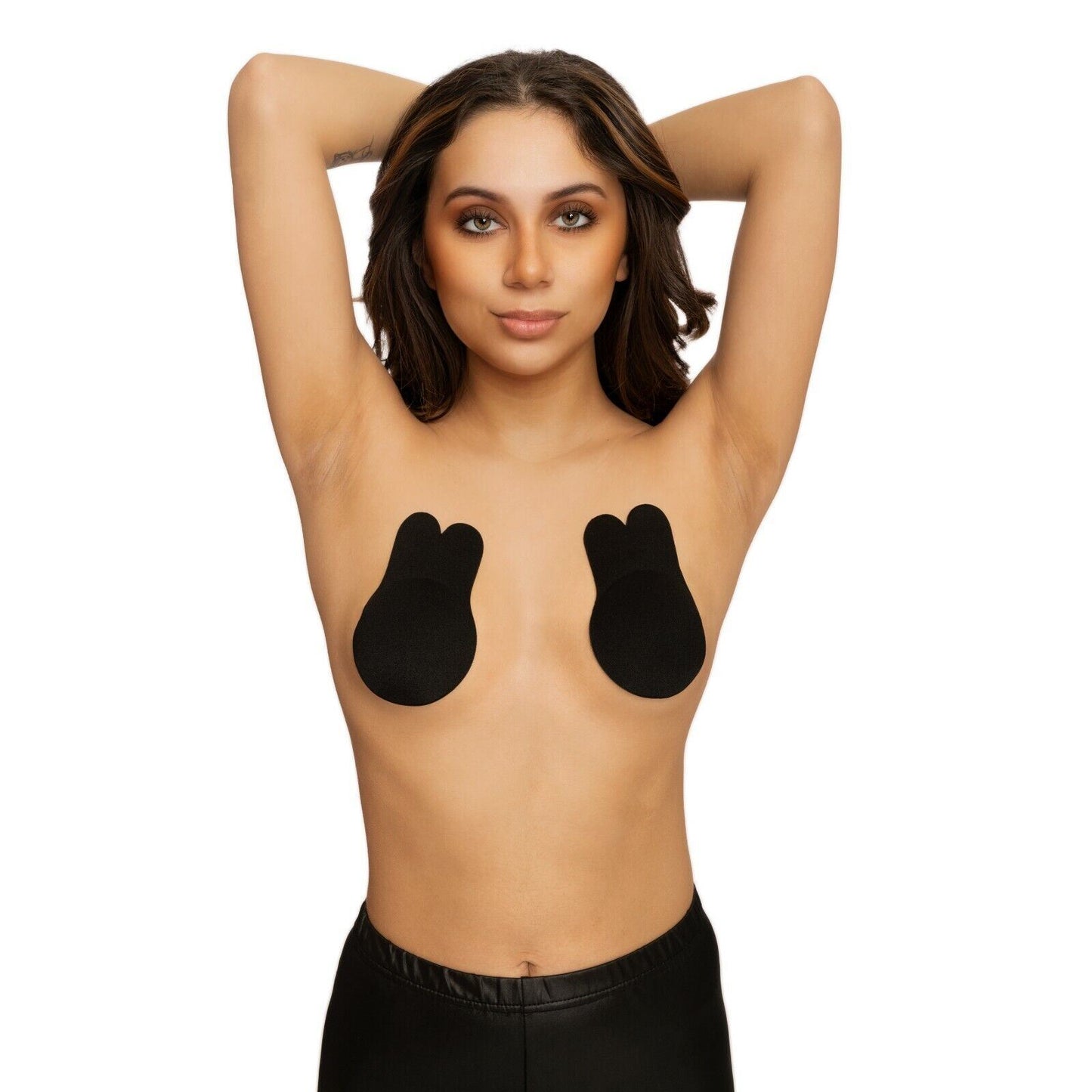 Dreamkue Black Adhesive Strapless Backless Push Up Invisible Bra D Cup