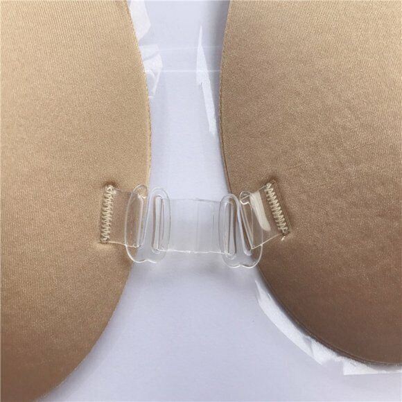 Dreamkue Nude Front Clip Adhesive Strapless Backless Push Up Bra D Cup