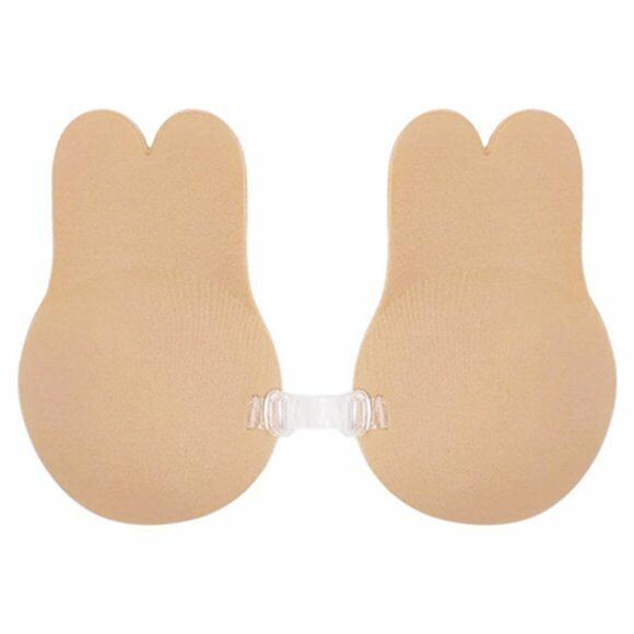 Dreamkue Nude Front Clip Adhesive Strapless Backless Push Up Bra D Cup