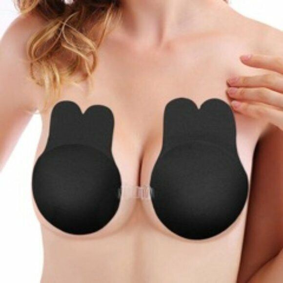 Dreamkue Black Front Clip Adhesive Strapless Backless Push Up Bra B / C Cup