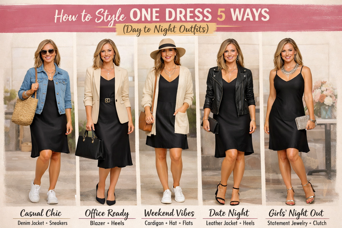 How to Style One Dress 5 Ways (Day to Night Outfits)