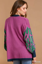 Animal Print Sweater Cardigan – Trendy Open-Front Layering Piece