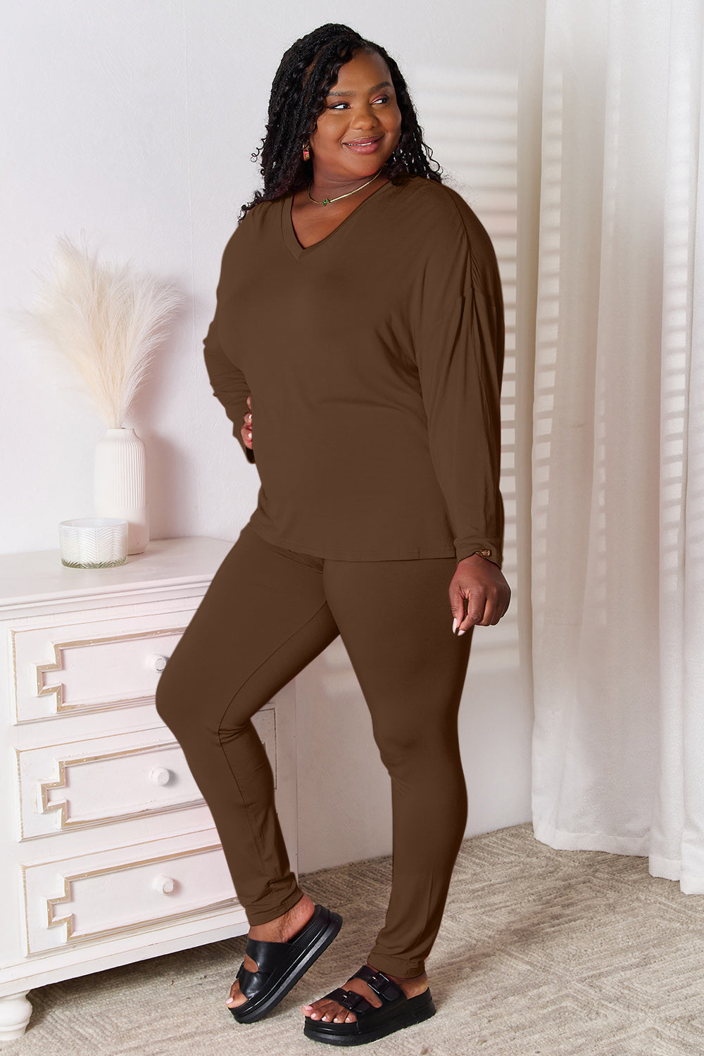 V-Neck Long Sleeve Lounge Set – Cozy, Stylish & Effortless