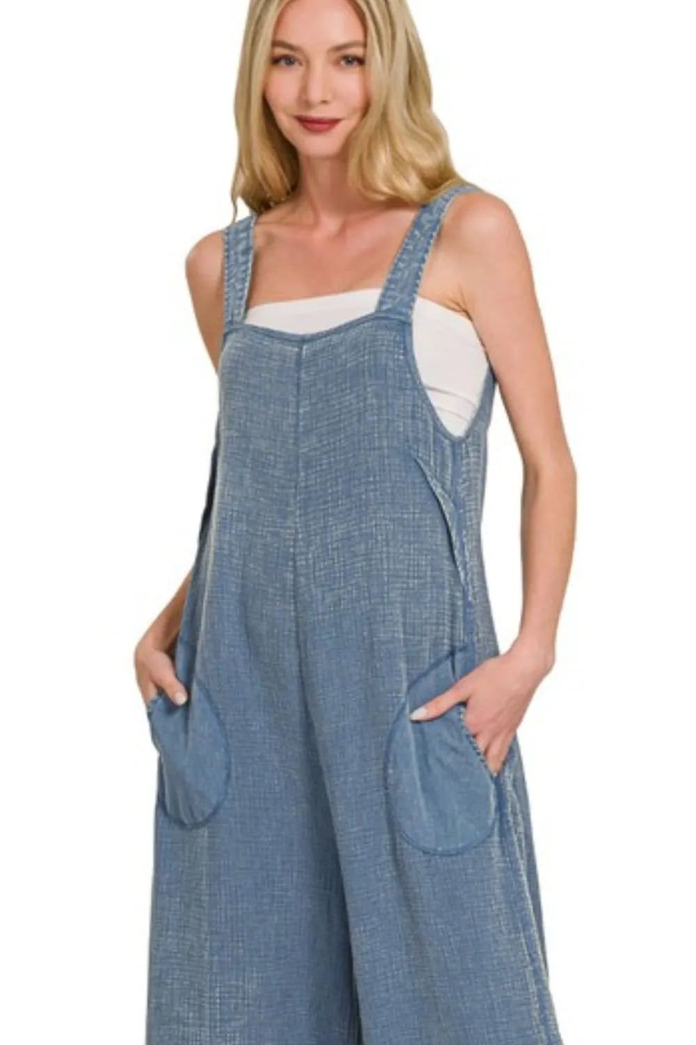 Double Gauze Wide-Leg Overalls – Lightweight, Washed & Effortless