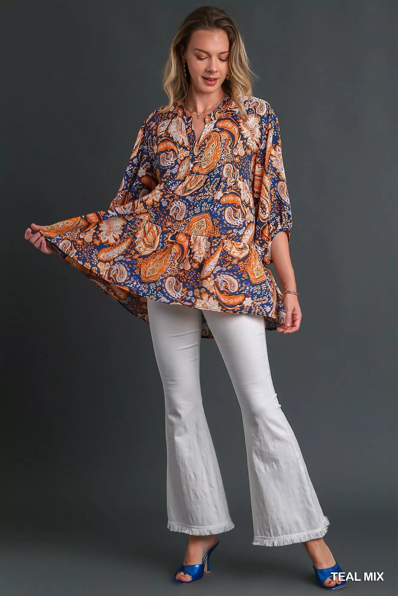 Mix Paisley Boho Tunic Blouse – Flowy Bohemian Top for Any Occasion