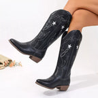 Dreamkue Western Star Embroidered Cowboy Boots – Classic Western Style