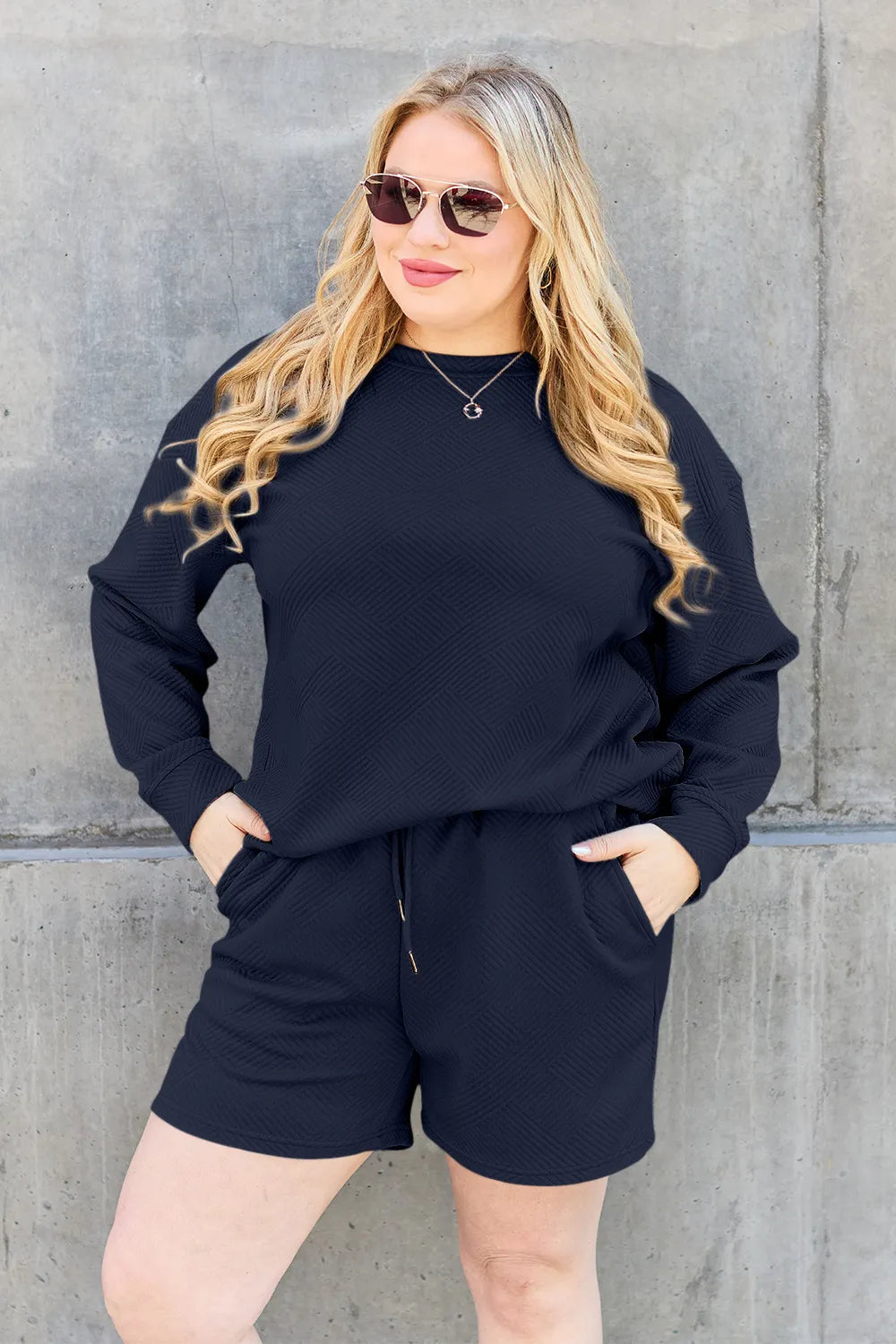 Textured Long Sleeve Top & Shorts Set – Comfy, Stylish & Versatile