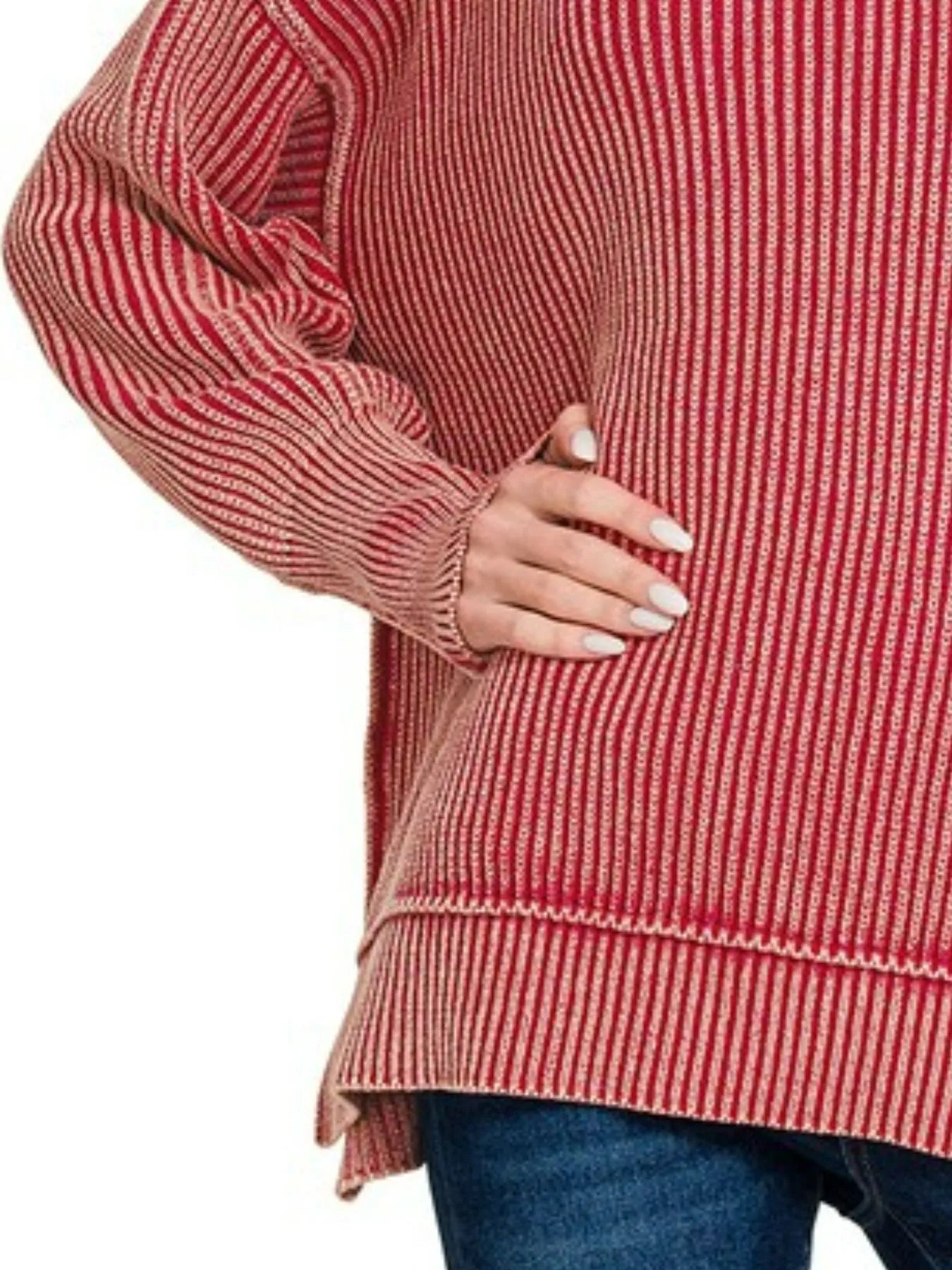 Burgundy Ribbed Turtleneck Sweater – Oversized, Cozy & Classic