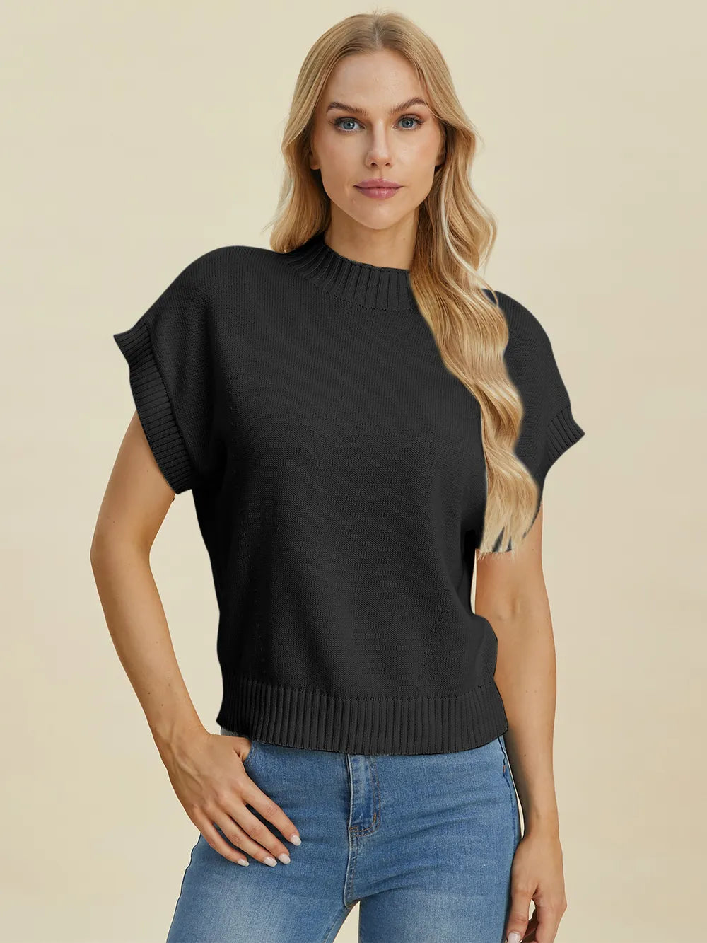 Mock Neck Short Sleeve Sweater – Chic, Cozy & Versatile