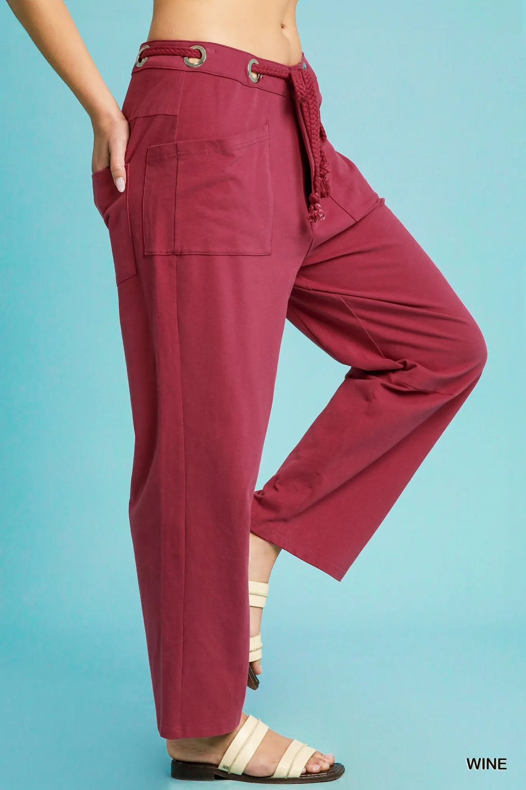 Wine Red Wide Leg Pants – High-Waisted, Drawstring & Effortless Style