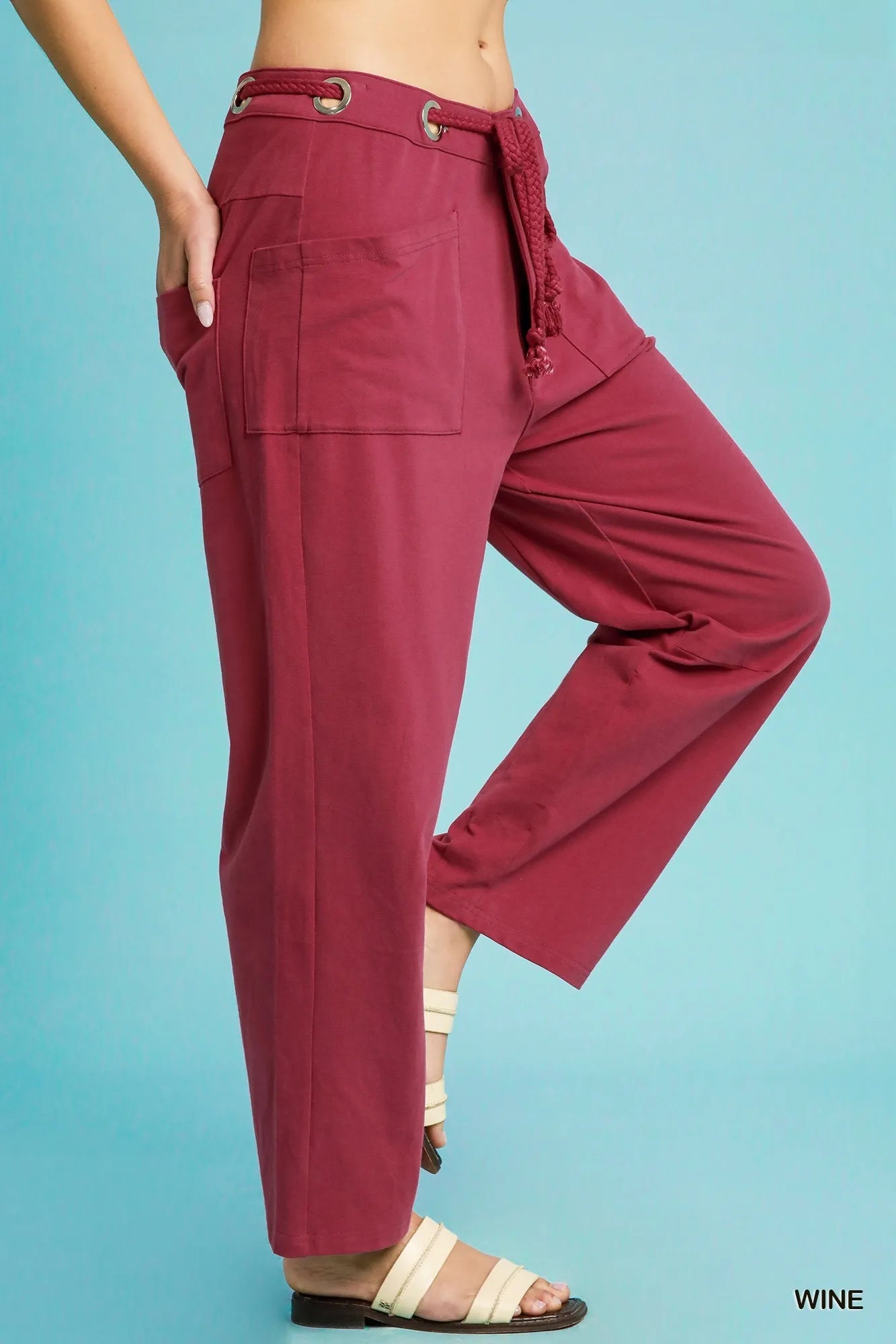 Wine Red Wide Leg Pants – High-Waisted, Drawstring & Effortless Style