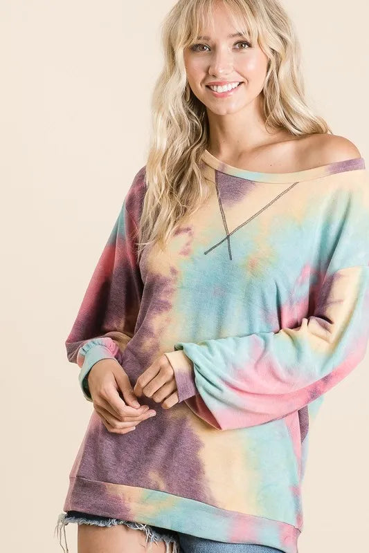 Tie-Dye Print French Terry Sweatshirt | Cozy Women’s Casual Pullover