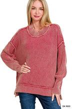 Burgundy Ribbed Turtleneck Sweater – Oversized, Cozy & Classic