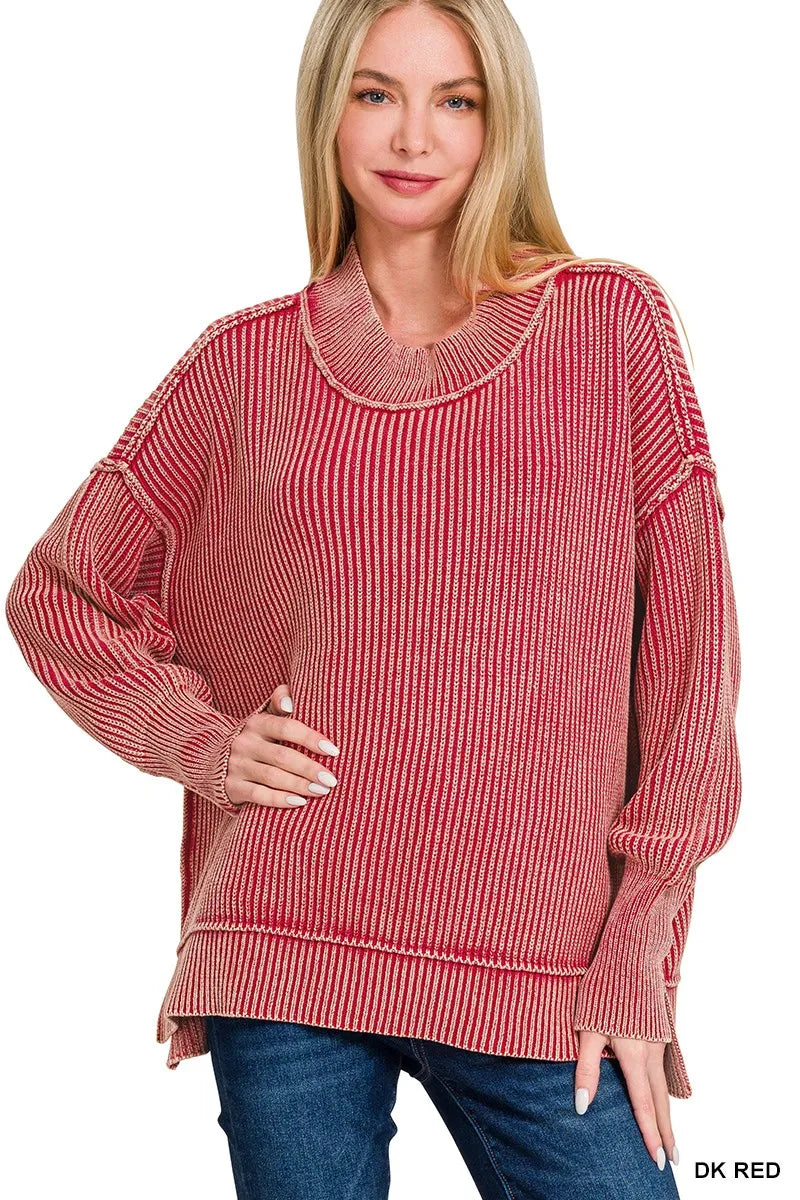 Burgundy Ribbed Turtleneck Sweater – Oversized, Cozy & Classic