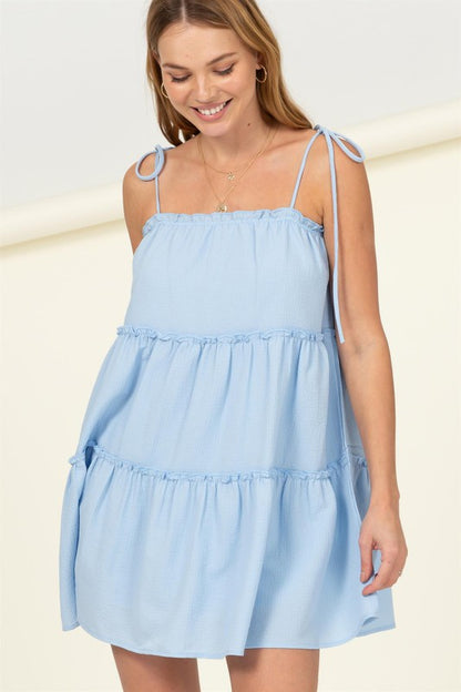 HYFVE Better Days Tie-Strap Tiered Mini Dress