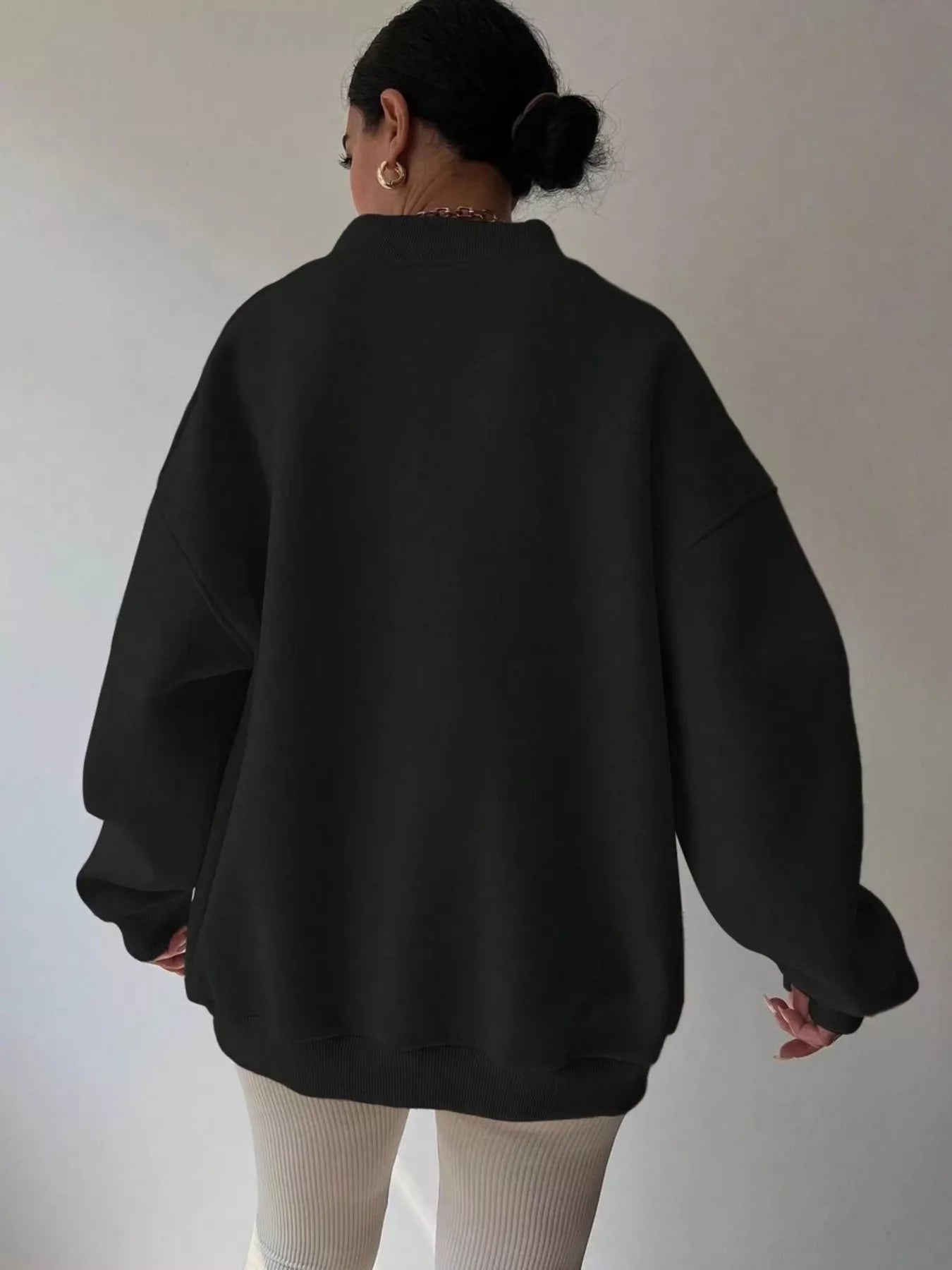 Dropped Shoulder Long Sleeve Oversized Sweatshirt – Cozy Casual Fit